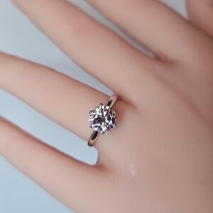 2ct Classic Round 6 Prong Solitaire Moissanite Ring